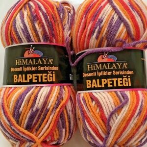 Himalaya Balpetegi Variegated Orange White Lot of 2 Wool blend Soft 100gm Skeins